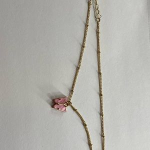 NWOT SHEIN gold and pink butterfly charm necklace NEVER WORN!! Great condition